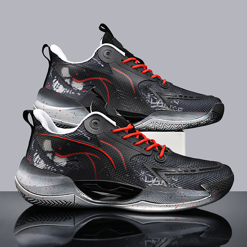 Zapatillas de baloncesto de tendencia luminosa transpirables de malla ultraligera de la marea nacional