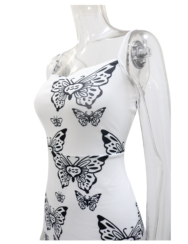 sexy vestido de tirantes con estampado de mariposas NSXS62294