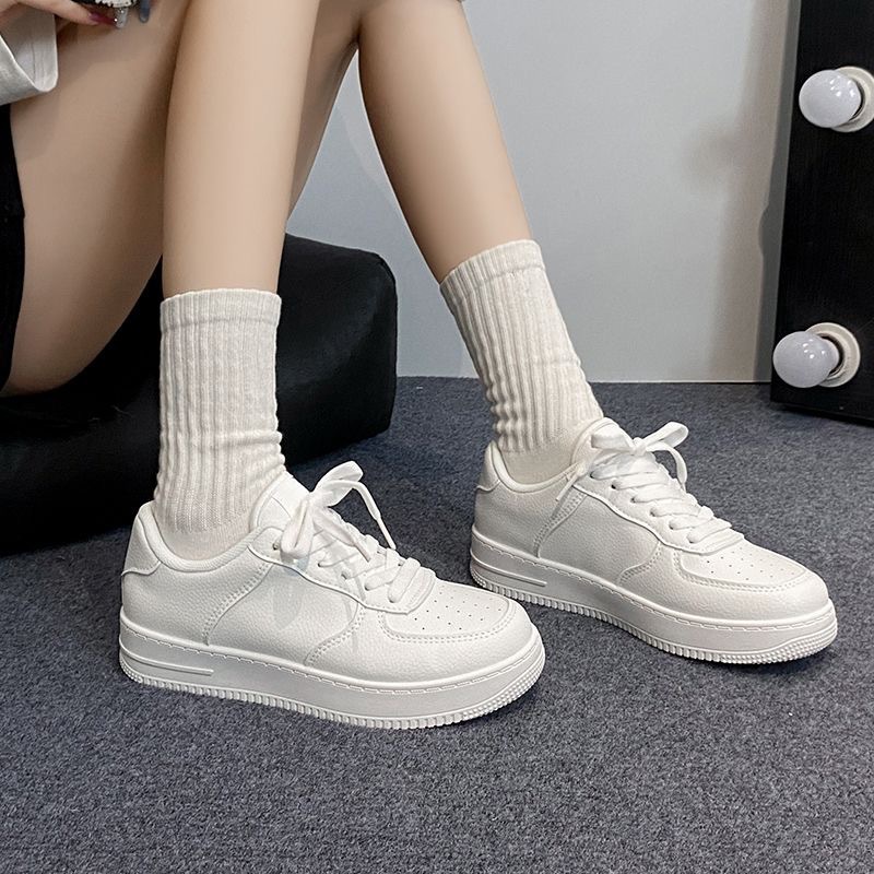 White Shoes for Women 2025 Spring and Autumn New Korean Style Platform Shoes for Women Thick-Soled Lightweight Student Casual Sports Boards Wholesale