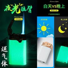 Cross-border new glow-in-the-dark windproof inflatable lighter creative personalized direct blue flame lighter for men trendy