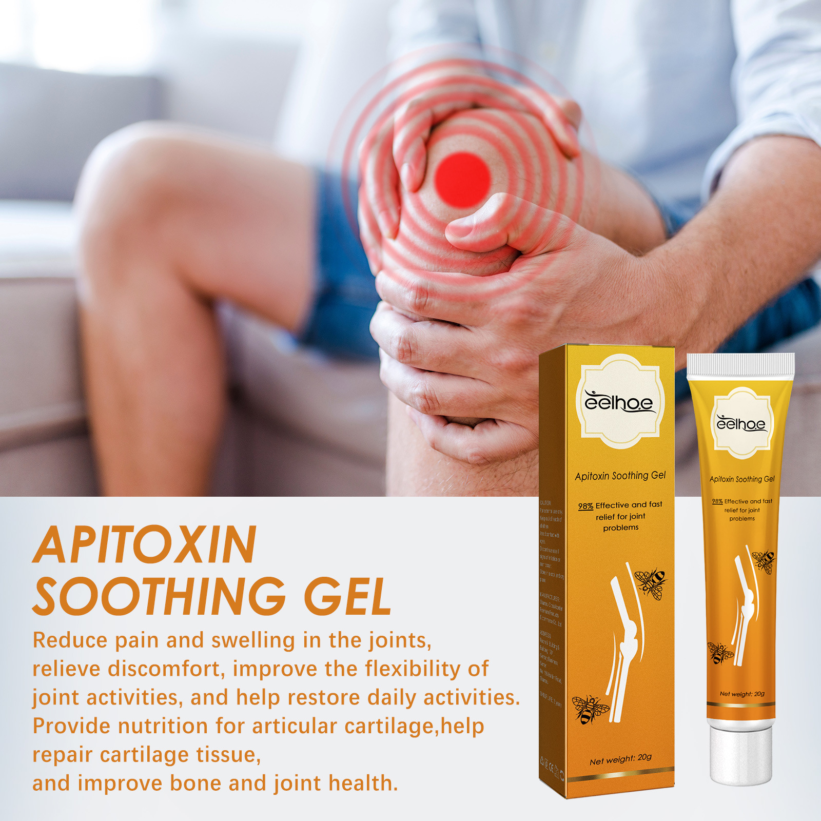 EELHOE Riparazione per alleviare il polso, il ginocchio, la zona lombare, l'articolazione del collo della spalla e il gel dal dolore_voghion.com