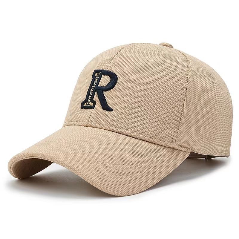 Brand Men's Baseball New Black and White R-Letter Trendy Deep Wide brim Hard Top Women's Duck Tongue Hat_voghion.com