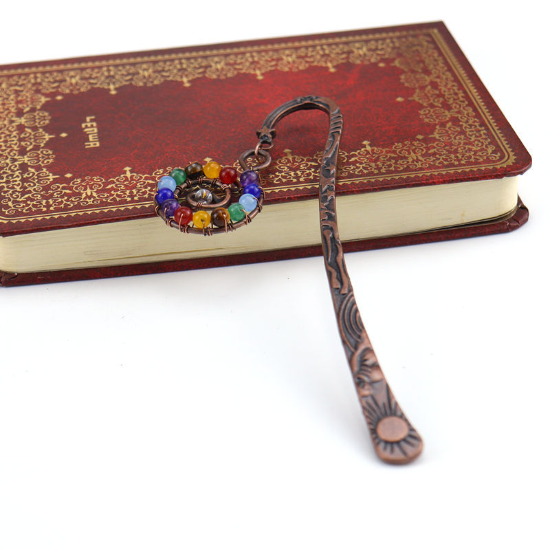 Retro personalizado nuevo hecho a mano con cuentas de colores Concha vida árbol marcador colorido cristal en forma de concha marcador BM05