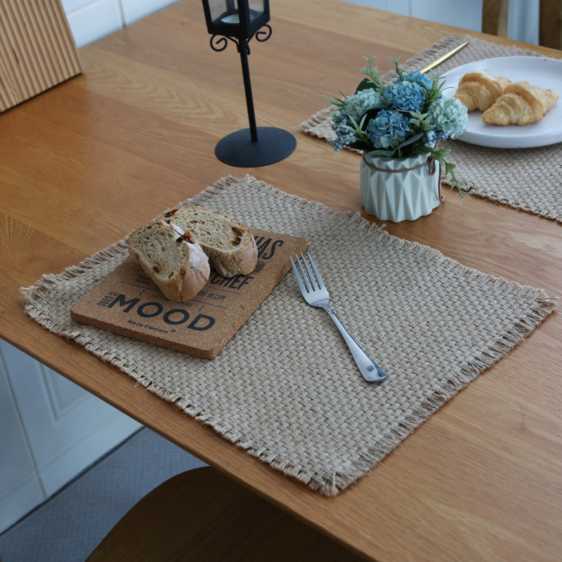 Artística elementos nórdicos cojín de yute cojín foto gourmet cojín de mesa ins cojín de aislamiento térmico venta directa de fábrica transfronteriza