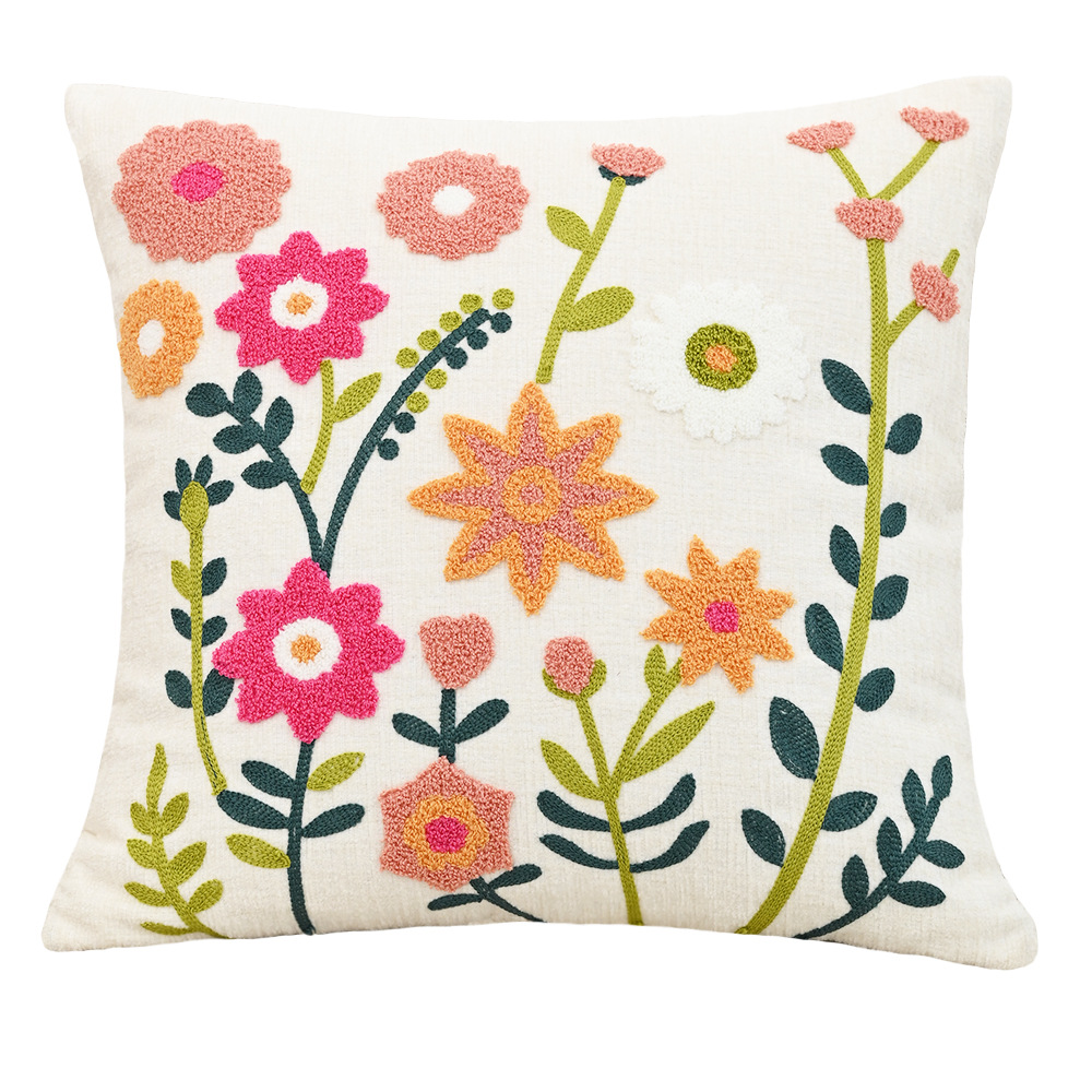 Nordic ins sala de estar toalla bordada sofá almohada cojín pequeño modelo fresco habitación almohada de respaldo de cabecera funda de almohada