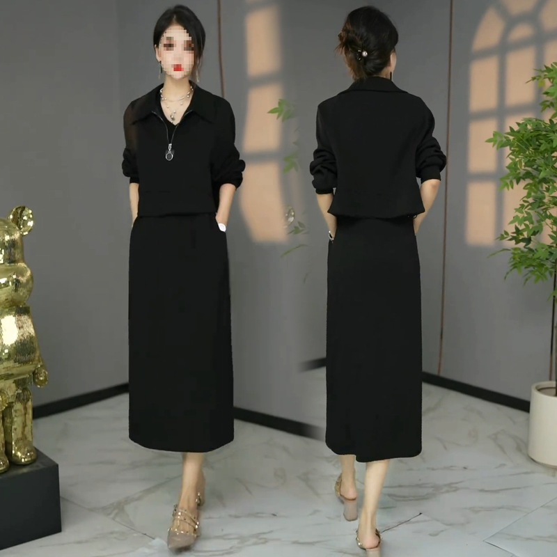 时尚休闲套装裙女2025秋季新款宽松显瘦长袖卫衣背心裙外贸两件套|undefined