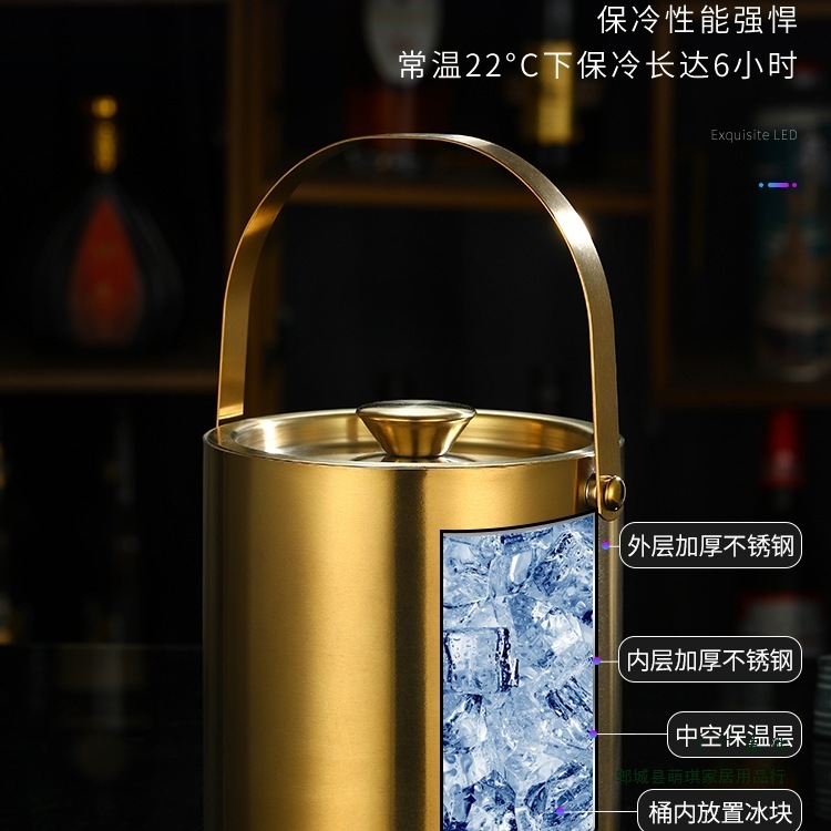 新しいバー KTV ステンレス鋼アイスバケツ二重層断熱アイスバケツ蓋付きシャンパン赤ワイン外国ワインアイスバケツ|undefined