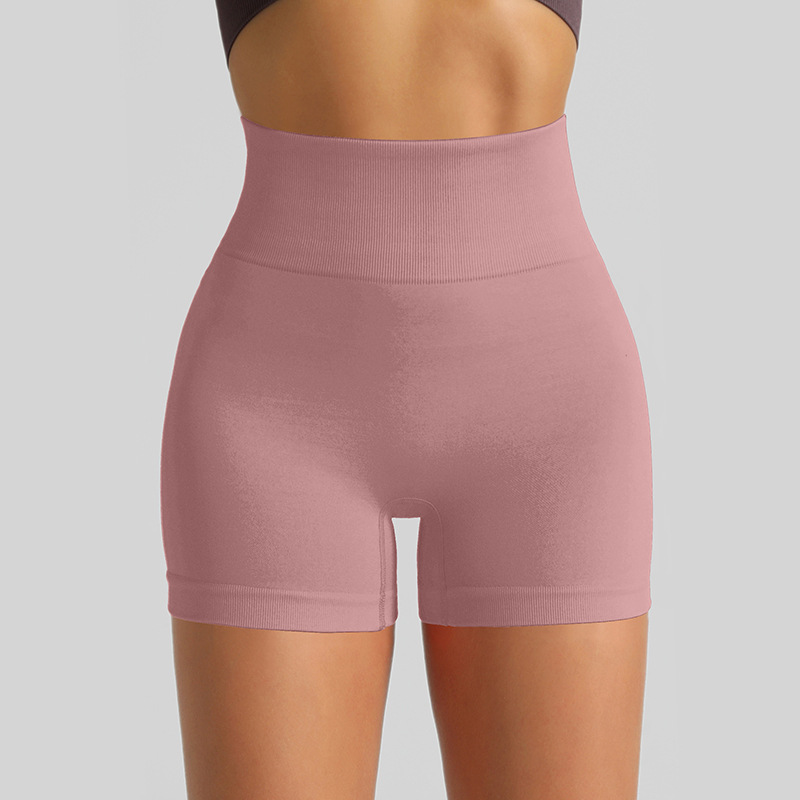 Pantalones cortos de Yoga de punto sin costuras transfronterizas Peach Hip lifting pantalones de fitness de cintura alta pantalones cortos deportivos para correr tres puntos mujeres