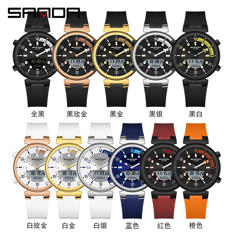 SANDA nuevo reloj de alarma de moda luminosa todo partido 3122 reloj electrónico multifuncional reloj para niños y niñas