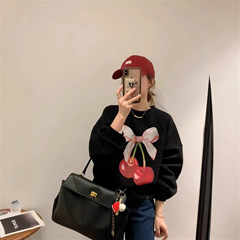 慵懒风水果印花宽松长袖卫衣外套女秋季休闲oversize圆领套头上衣