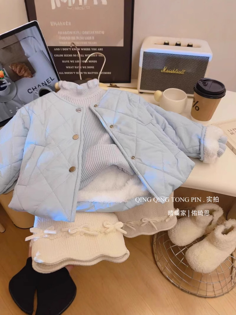 Chaqueta de algodón de invierno de niñas para niños 2025 ropa de invierno para bebés coreanos con camisa de algodón gruesa y cálida