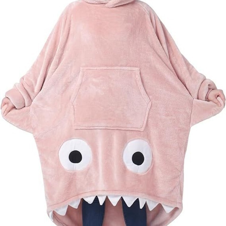D77 Winter Flannel Men and Women Can Wear Big Eyes Shark Cartoon Hooded Sweatshirt Cute Blanket Home Clothes D77 Winter Flannel Men and Women Can Wear Big Eyes Shark Cartoon Hooded Sweatshirt Cute Blanket Home Clothes