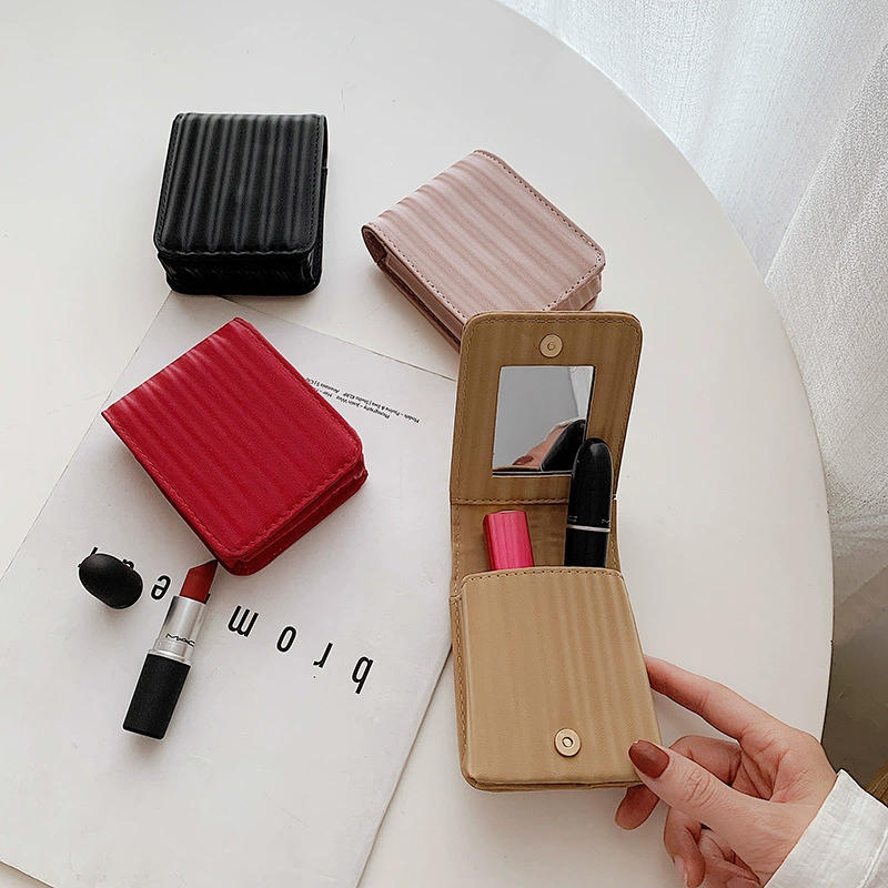 Женская мини-косметичка в стиле ins, портативная дорожная ручная косметичка с зеркальной сумкой для губной помады