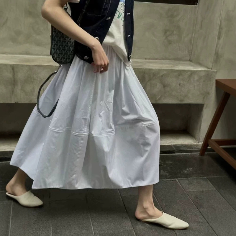 High-Density Double-Strand High-Quality Poplin Cotton, a Very Stylish Niche Style, Minimalist Elastic Waist Floral Bud Skirt High-Density Double-Strand High-Quality Poplin Cotton, a Very Stylish Niche Style, Minimalist Elastic Waist Floral Bud Skirt