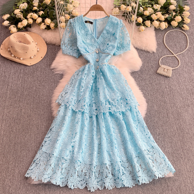 Elegant fashionable lace summer dress