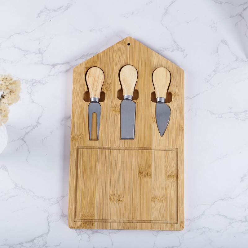 Manufacturer Wholesale Cheese Knife Board Set Bread Cake Board Steak Bamboo Wood Cheese Breakfast Gourmet Light Luxury Dinner Plate