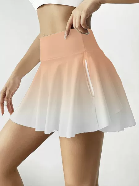 Women's Summer Sports Outdoor Digital Print Gradient Color Fitness Anti-Exposure Skirt Pants Women's Yoga Wear Tennis Skirt