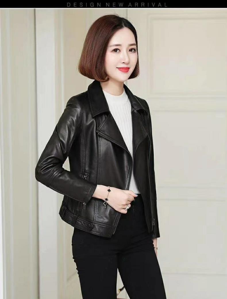 Spring 2021 New Style French Titanium Leather Women's Short Korean Style Slim-Fit Slimming Leather Jacket