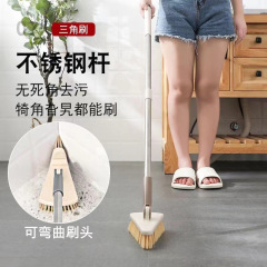 Cross-border flexible triangular clean, brushed sanitary ware stainless steel long handle knee-high tile bathtub gap brush