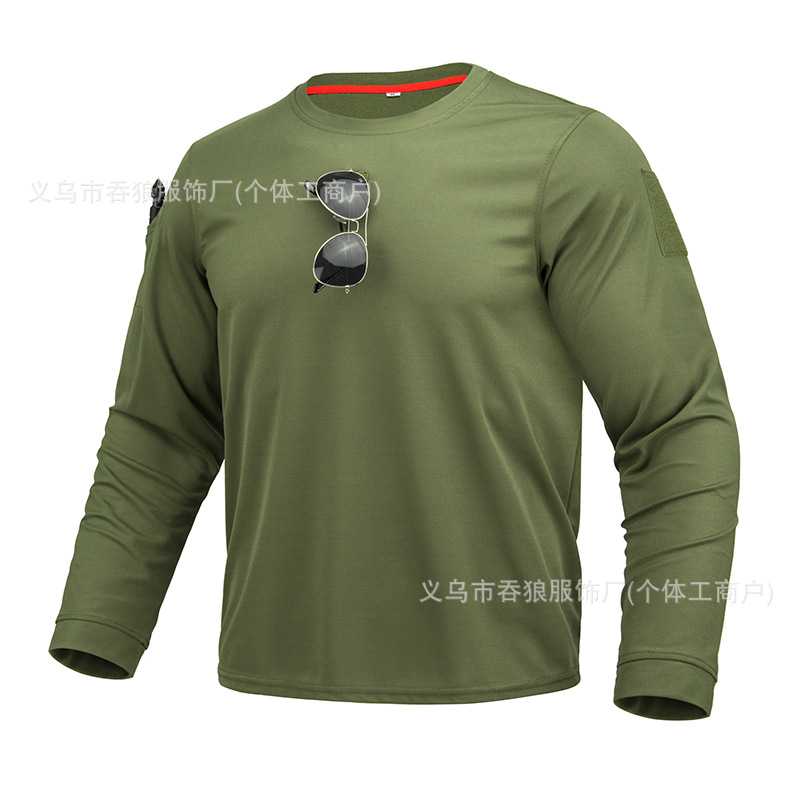 Jifeng Round Neck 2Nd Generation Short-Sleeved Men's Tactical Outdoor Quick-Drying Clothing with Pockets, Sports Shirt, Breathable Quick-Drying Long-Sleeved T-Shirt