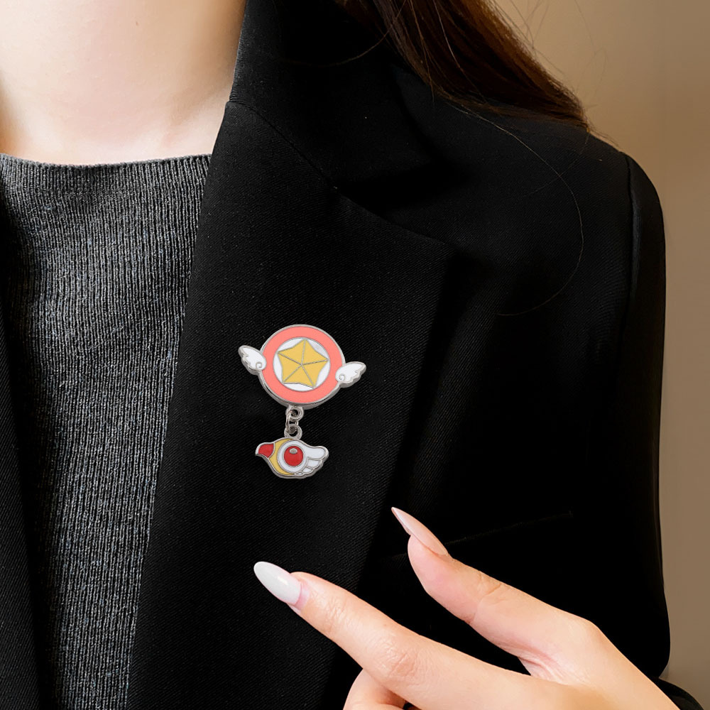 Japanese anime Cardcaptor Sakura themed pendants, enamel brooches, cross-border bestsellers, star wings, bird head metal badges