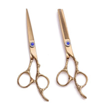 6.0寸梅花柄美发剪刀平剪牙剪理发剪刘海打薄剪刀金/紫/黑/银