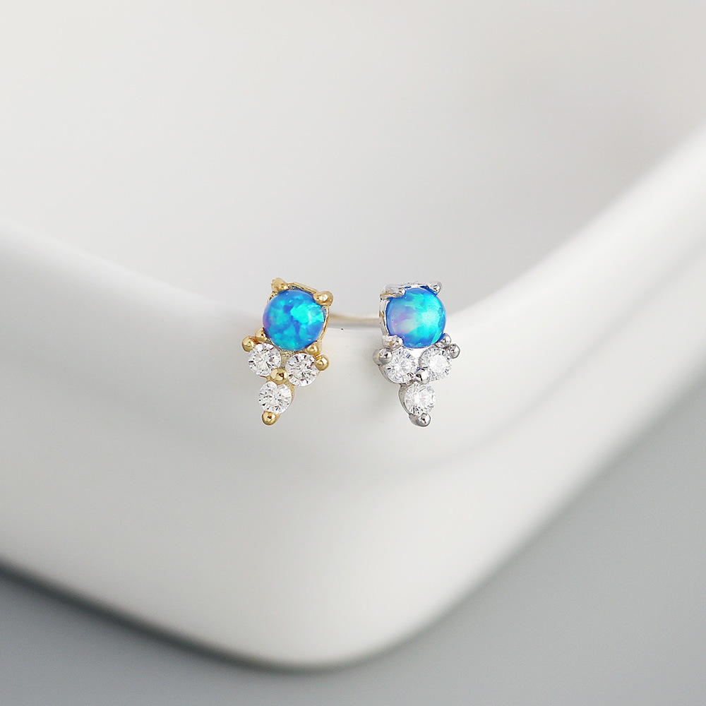 Geometric Fashion 925 Sterling Silver Gem Plating Earrings Ear Studs display picture 2