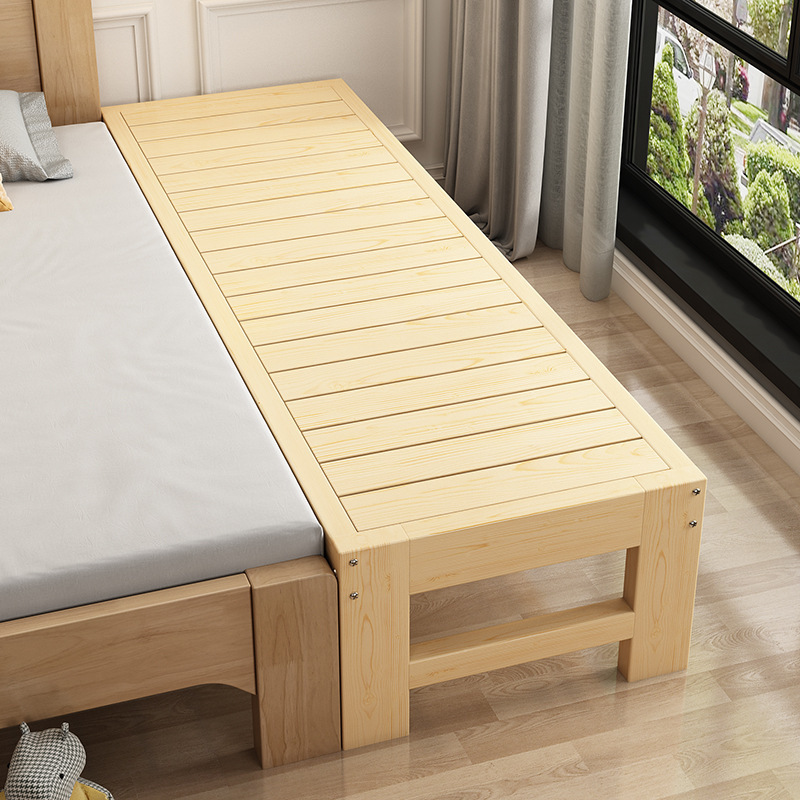 Children's Spliced Bed with Widened Bedside Extension, Baby Flat Bed, Adjustable Solid Wood Crib for Adults to Sleep on
