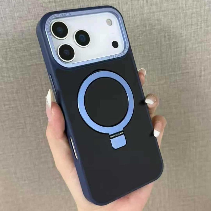 适用iPhone17大孔支点壳苹果16promax半透雾面磨砂磁吸支架肤感壳|undefined