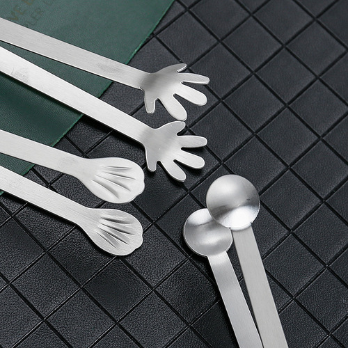 Stainless steel mini creative food tongs small palm snack cake pastry non-slip food kitchen sugar cube snack tongs