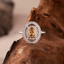 彩宝天然石榴石戒指女925银镶嵌透灰石橄榄石蓝宝石首饰工厂批发