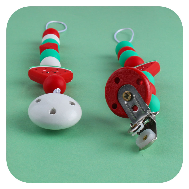 Suministros para bebés Hemu chupete clip bebé calmante silicona sandía chupete cadena Amazon mordedor cadena anti-caída Nuevo