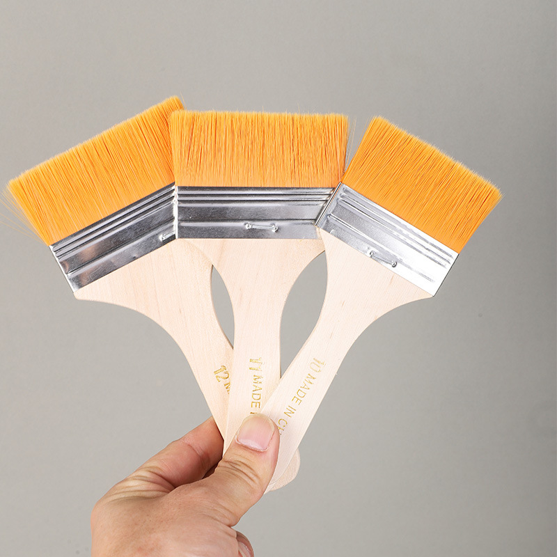 Cepillo de pintura al óleo de nylon cepillo de fila industrial pegamento pintura cepillo de barbacoa mango de madera limpieza de pintura cepillo de pintura al óleo