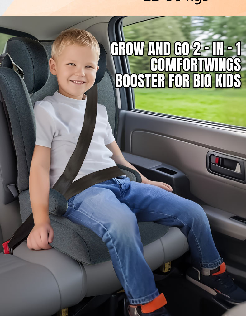 Child Safety Seat for Car Use with High Backrest Booster Cushion, Isize Certified, Suitable for 3-12 Years Old, 100-150cm Adjustable