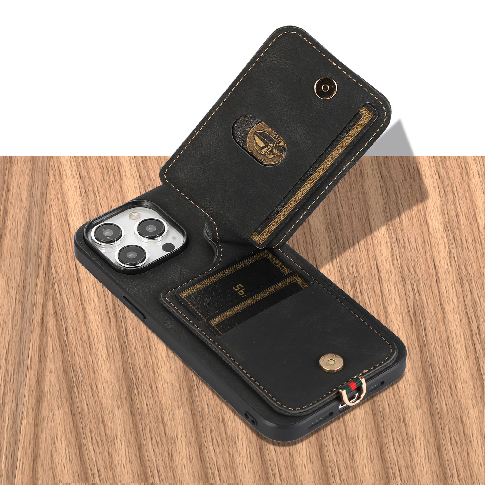 Phone Case Wallet With Wrist Strap For Iphone 15 Pro And Samsung S23u_voghion.com