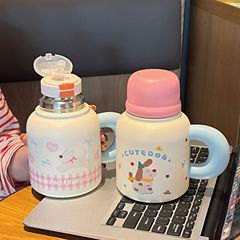水杯2025新款保温杯316不锈钢双饮吸管杯办公室桌面手柄大肚杯子
