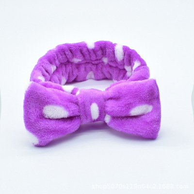Europa y América Amazon lindo lunares de terciopelo coral arco banda de pelo femenino lavado de cara diadema maquillaje deportes accesorios para el cabello al por mayor