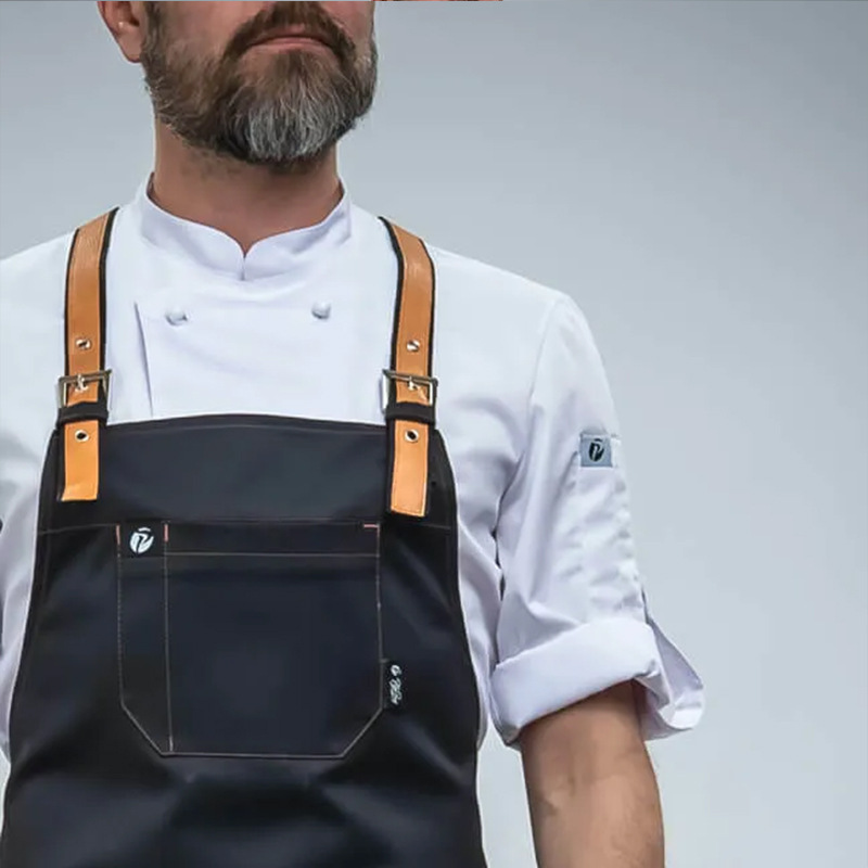 Transfronterizo Amazon delantal de lona grueso logo personalizado Hotpot cocina de café delantal de ropa de trabajo de restauración delantal
