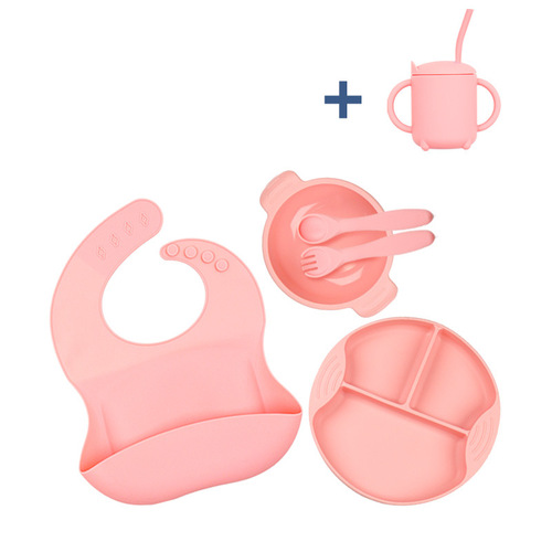 New Children's Silicone Dinner Plate Baby Food Bowl Suction Cup Feeding Tableware Set Baby Food Complementary Grid Suction Cup Bowl