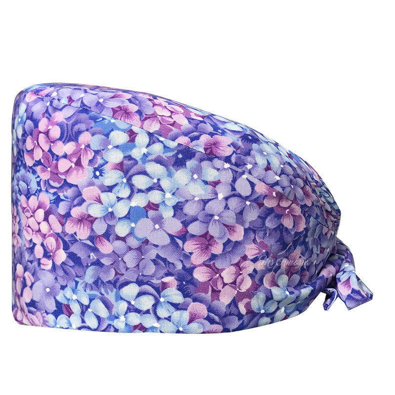 El algodón puro de las mujeres impresas europeas y americanas del sombrero de la enfermera de ICU con la toalla del sudor gorra quirúrgica del comercio exterior tapa de la cabeza del bolso entrega transfronteriza