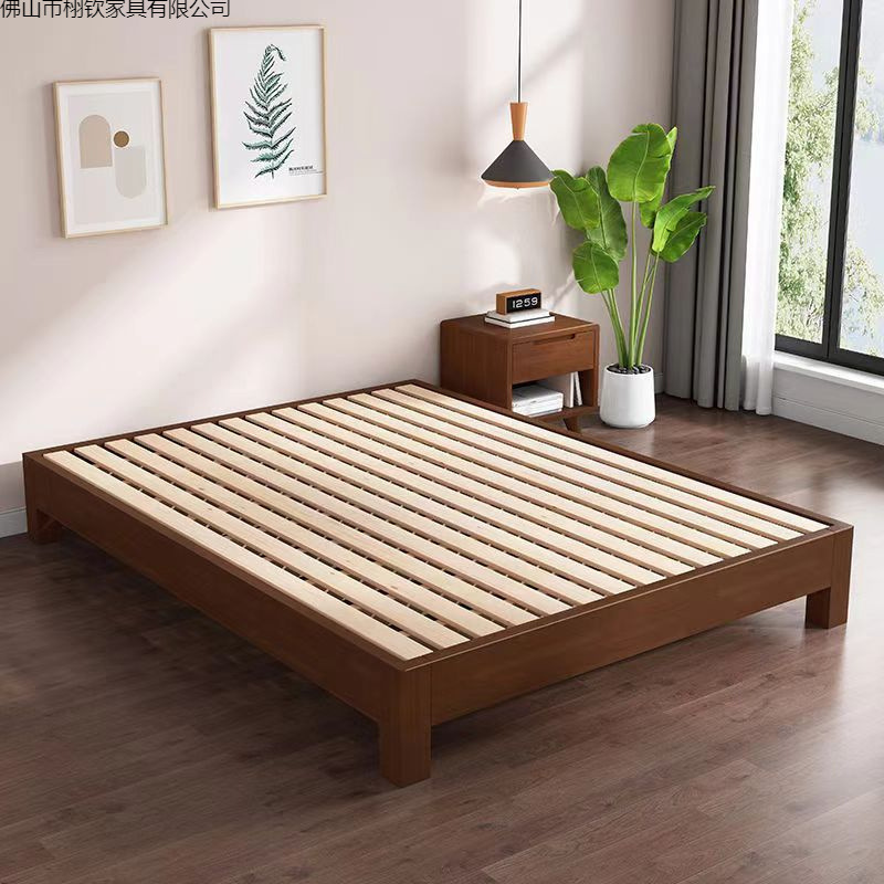 Tatami Solid Wood Row Frame Bed Frame Without Bedside Rental Bed Any Size Double Backless Bed B&B Low Bed
