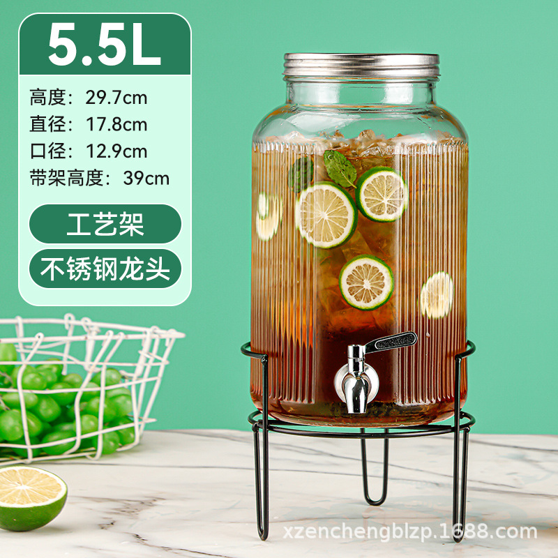 Jarra de vidrio para el hogar de gran capacidad al por mayor, moderna jarra para agua fría, recipiente para bebidas, jarra para jugo con grifo