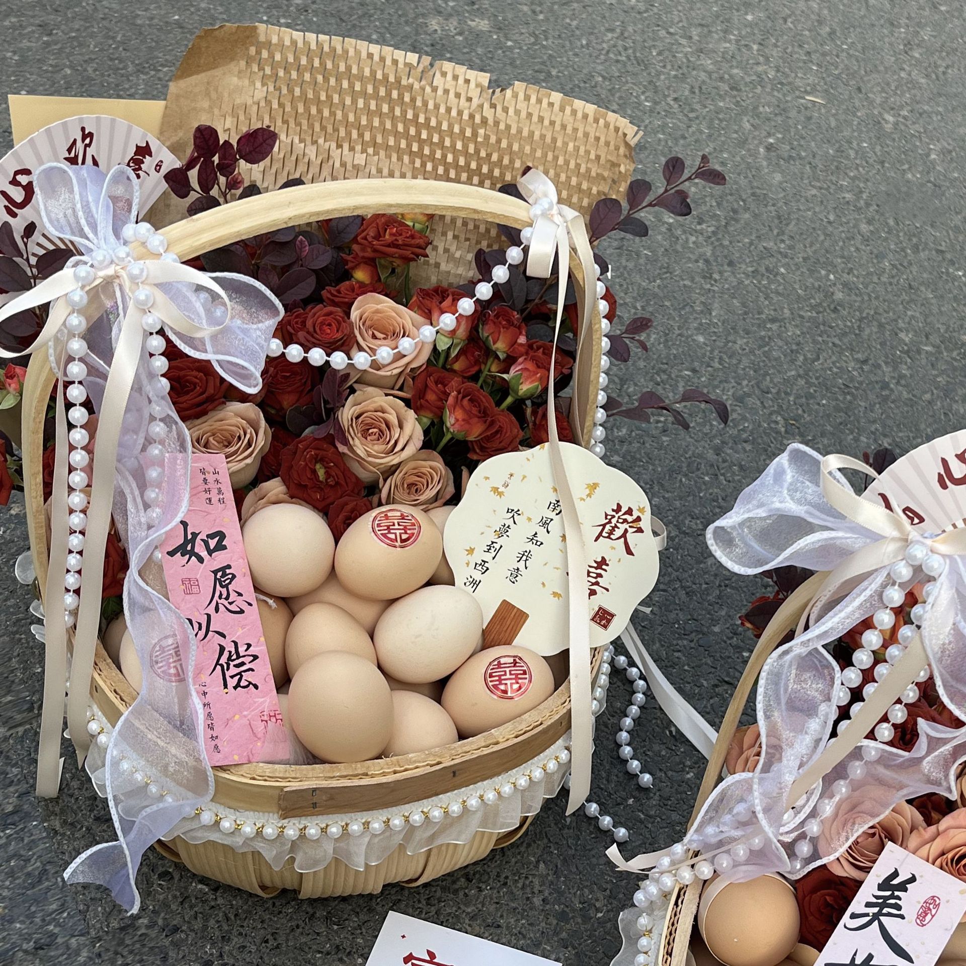 Caja de flores de cuna creativa huevo mensual acompañante caja de regalo cesta de flores flores caja de paquete de flores frutas red caja vacía