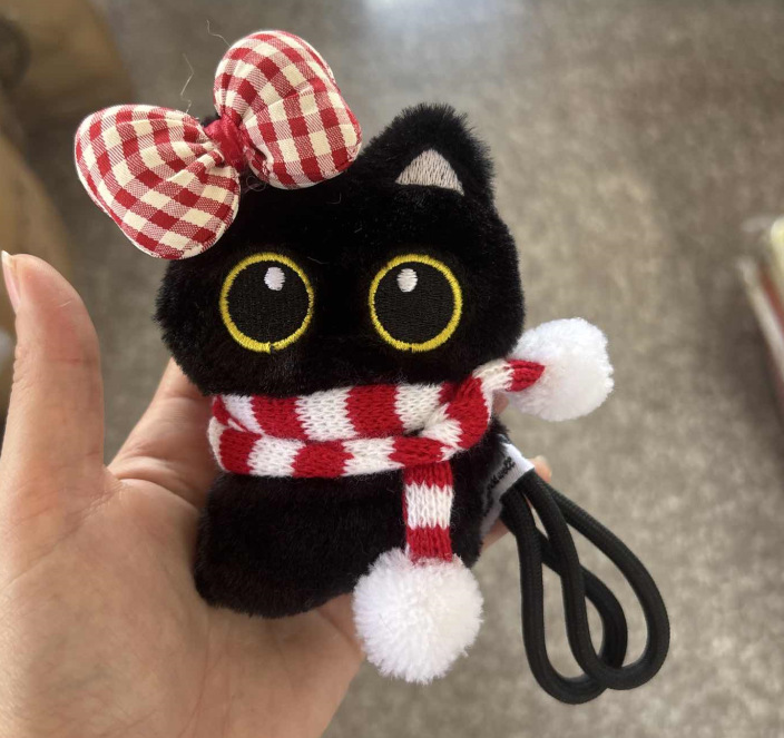 小さな黒猫バッグペンダントかわいいぬいぐるみ人形車のキーホルダーペンダントチェーン学生ギフトトレンディ|undefined