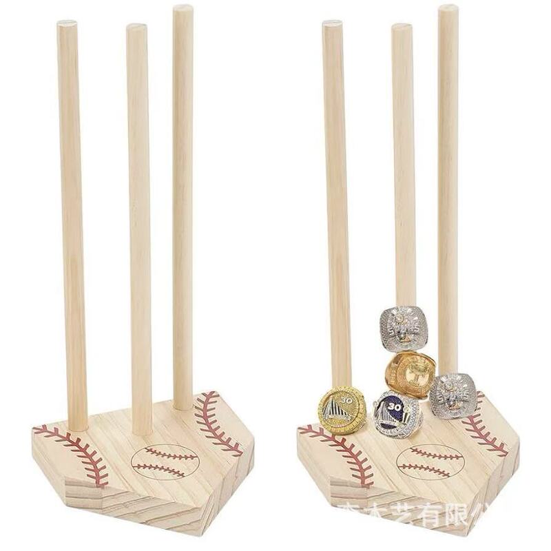 Cross-Border Wooden Baseball Ring Display Stand Creative Solid Wood Baseball Ring Storage Rack Wooden Softball Ring Stand