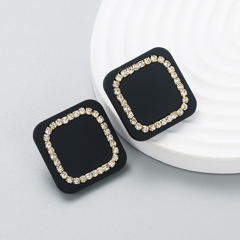 Fashion Geometric Square Resin Rhinestone Earrings display picture 6