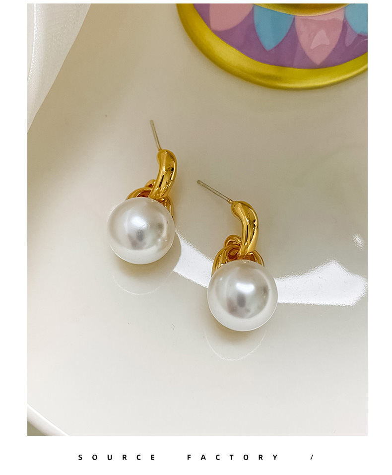 Retro Geometric Copper Plating Artificial Pearls Earrings 1 Pair