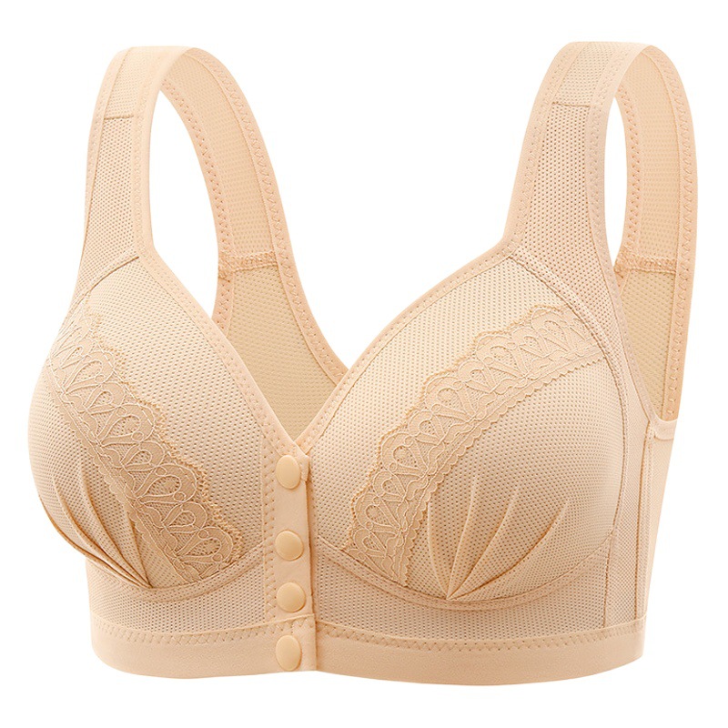 Versión alargada y ampliada del nuevo sujetador sin anillo de acero para personas de mediana edad y ancianos estilo delgado con hebilla frontal estilo chaleco ropa interior de talla grande para personas de mediana edad y ancianos