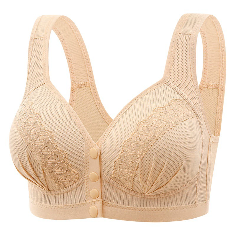 Удлиненный и увеличенный бюстгальтер с подкладками для груди, новый стиль, без косточек, тонкий, с передней застежкой на пуговицы, в стиле жилетки, больших размеров, для женщин среднего и пожилого возраста.