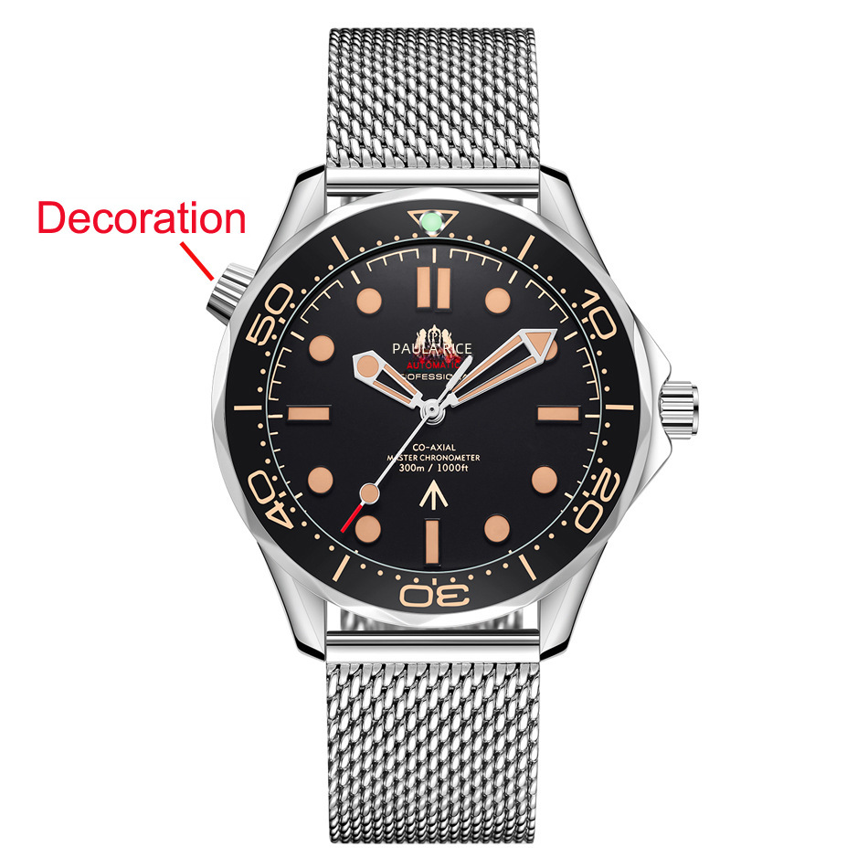 Orologio da uomo meccanico automatico con cintura in maglia di acciaio luminoso OROLOGIO AUTOMATICO_voghion.com